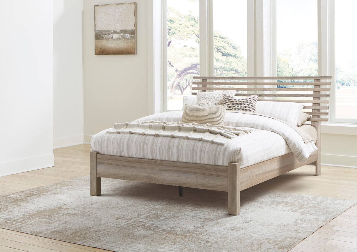 Lit complet Grand en bois et placage fini naturel