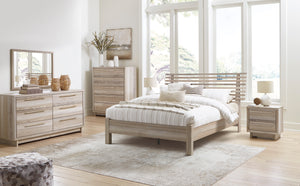 Lit complet Grand en bois et placage fini naturel