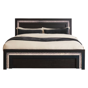Lit complet en bois/MDF noir avec éclairage intégré Double / Grand / Très grand - Shoralli