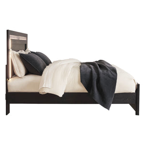 Lit complet en bois/MDF noir avec éclairage intégré Double / Grand / Très grand - Shoralli