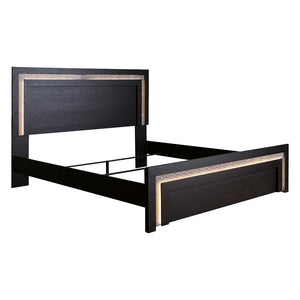 Lit complet en bois/MDF noir avec éclairage intégré Double / Grand / Très grand - Shoralli