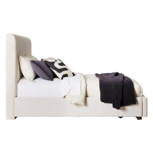 Lit complet rembourré en tissu beige Grand / Très grand - Shoralli