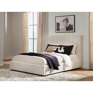 Lit complet rembourré en tissu beige Grand / Très grand - Shoralli