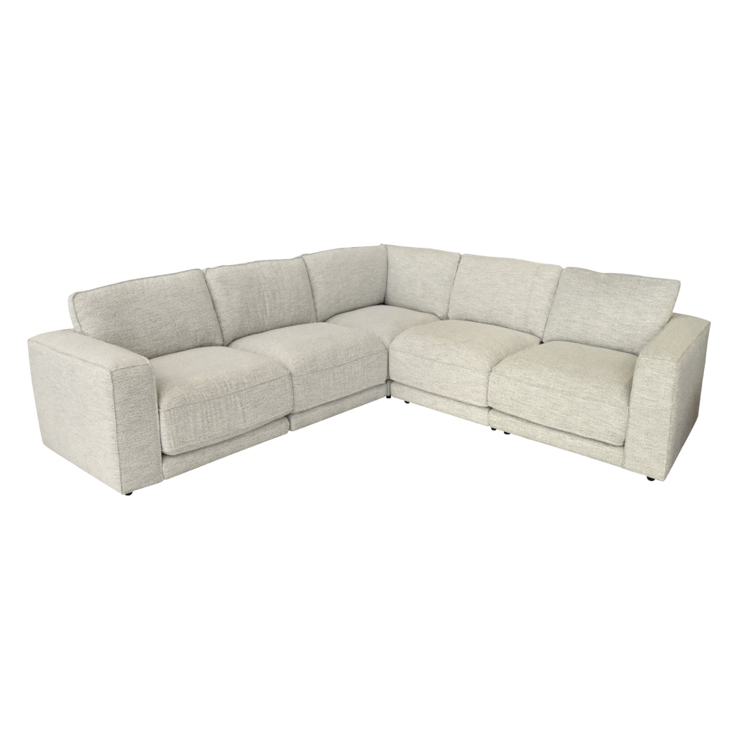 Sectionnel 5 pièces en tissu crème - KF.2801