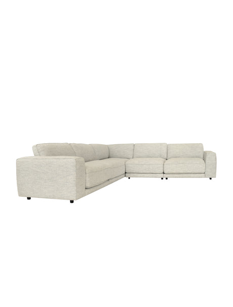 Sectionnel stationnaire cinq morceaux tissu crème