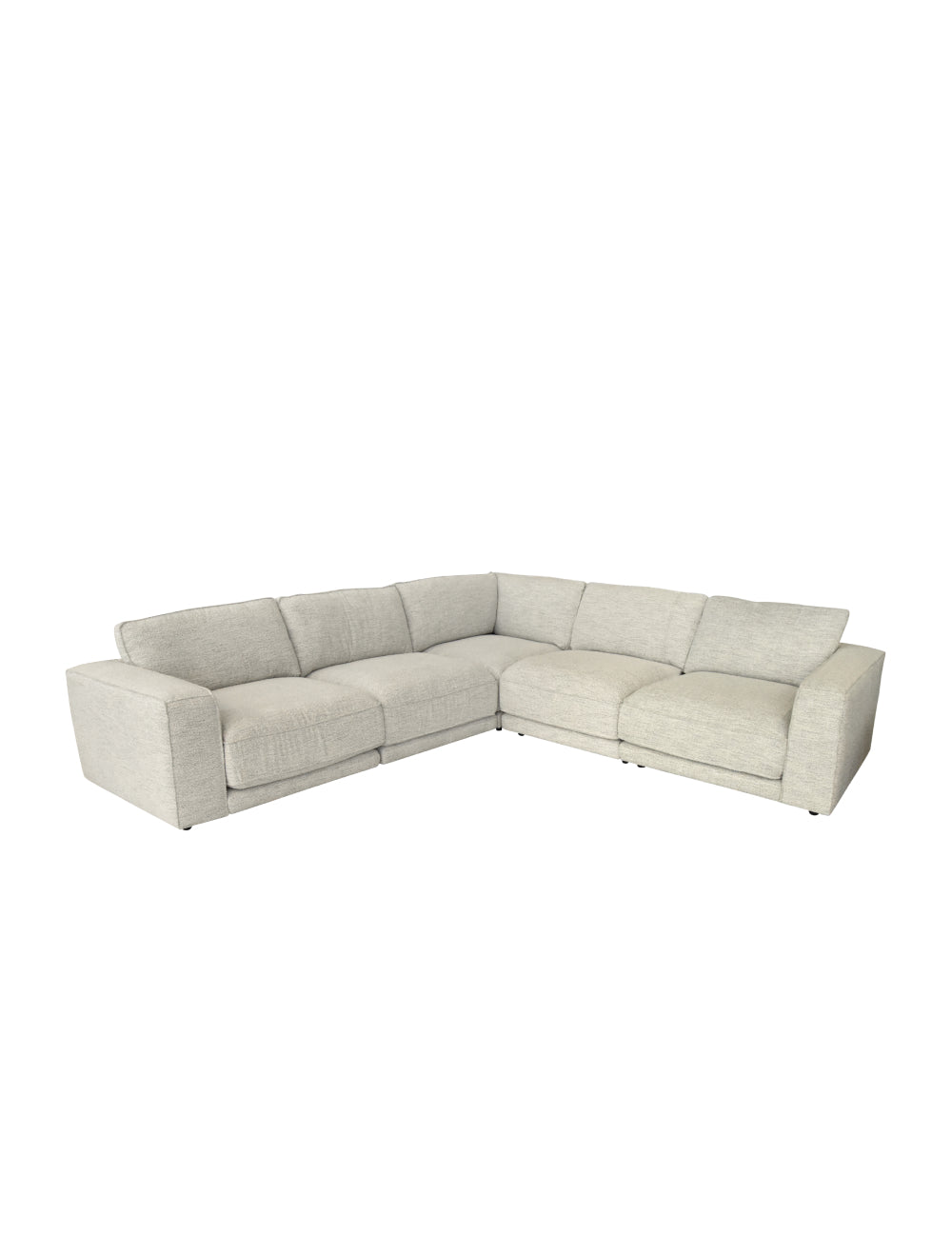 Sectionnel stationnaire cinq morceaux tissu crème