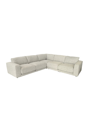 Sectionnel stationnaire cinq morceaux tissu crème