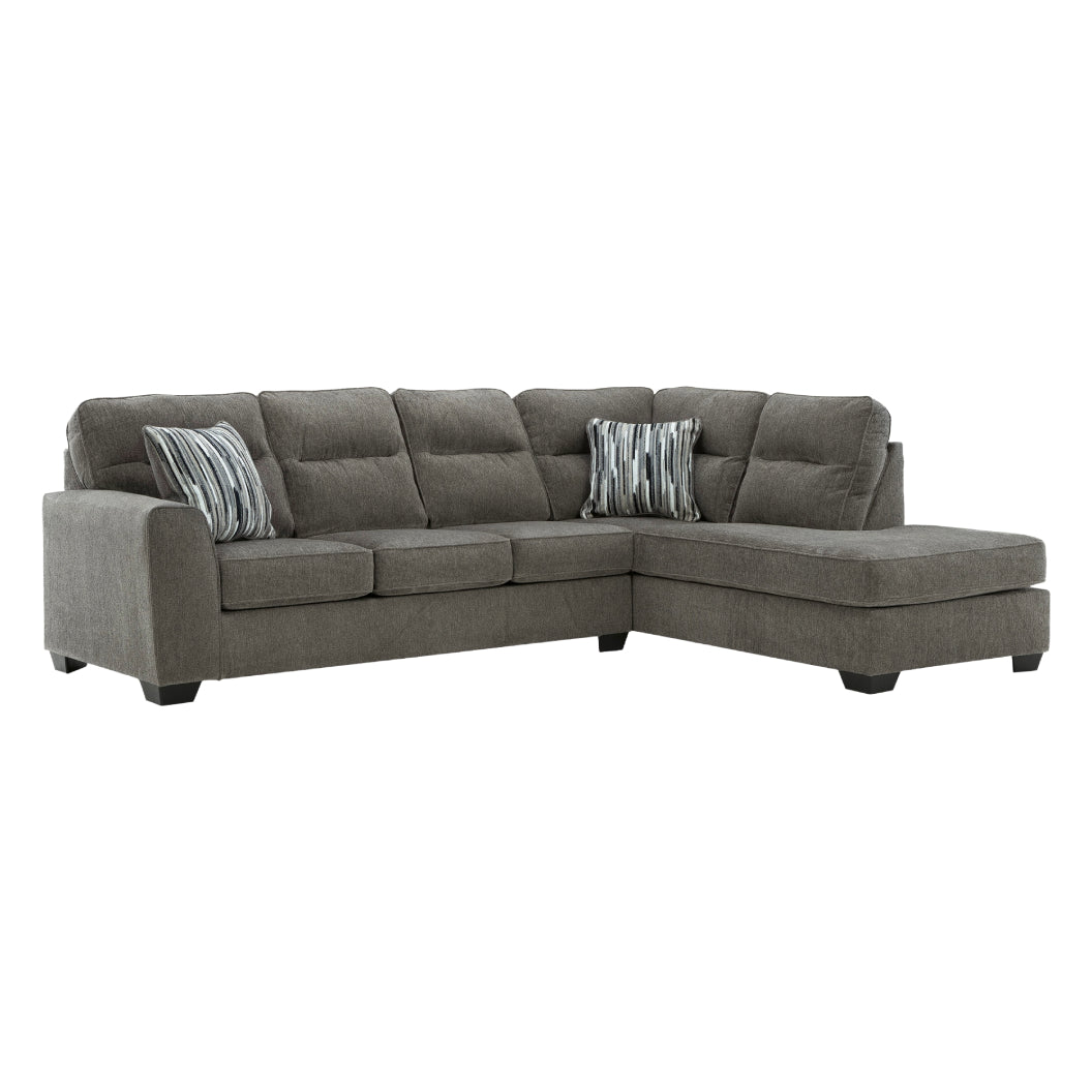 Sectionnel 2 pièces en tissu avec chaise longue et coussins - Olten