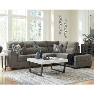 Sectionnel 2 pièces en tissu avec chaise longue et coussins - Olten