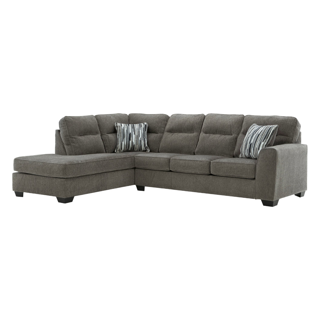 Sectionnel 2 pièces en tissu avec chaise longue et coussins - Olten