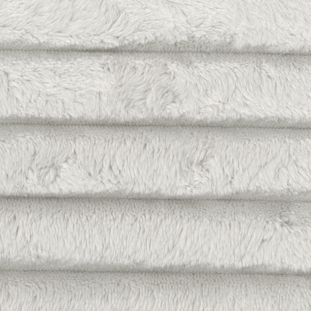 Sectionnel 2 pièces en tissu blanc et aspect cuir gris avec chaise longue & coussins - Clairette Court