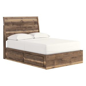 Lit complet en bois/MDF brun noyer avec 4 tiroirs Simple / Double / Grand / Très grand - Chirason