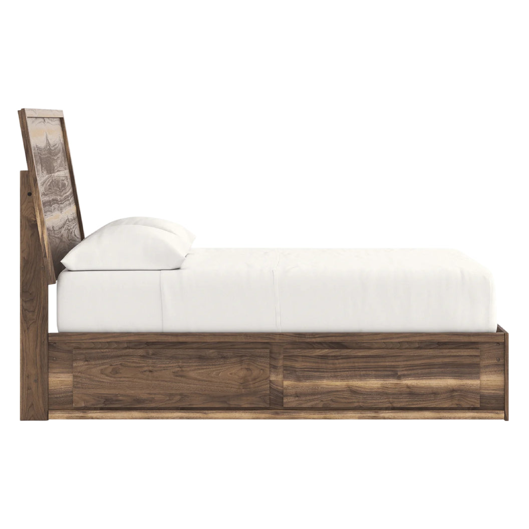 Lit complet en bois/MDF brun noyer avec 4 tiroirs Simple / Double / Grand / Très grand - Chirason