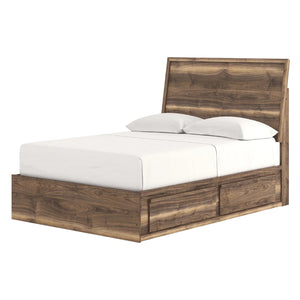 Lit complet en bois/MDF brun noyer avec 4 tiroirs Simple / Double / Grand / Très grand - Chirason