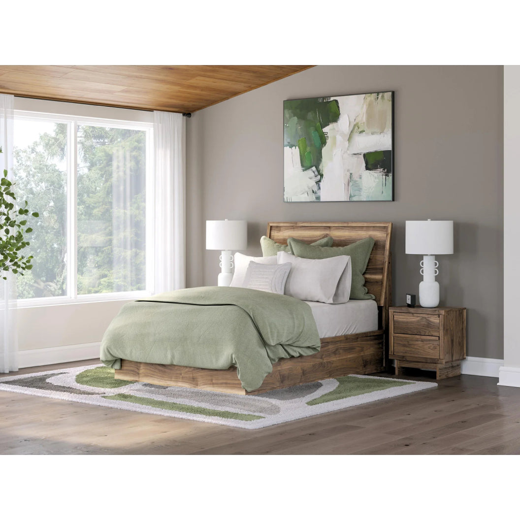 Lit complet en bois/MDF brun noyer Simple / Double / Grand / Très grand - Chirason