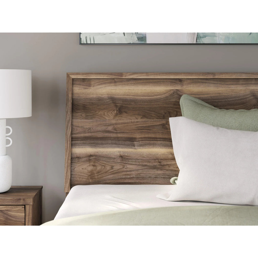 Lit complet en bois/MDF brun noyer Simple / Double / Grand / Très grand - Chirason