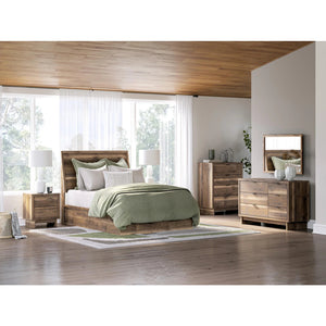 Lit complet en bois/MDF brun noyer Simple / Double / Grand / Très grand - Chirason