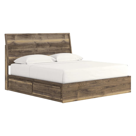 Lit complet en bois/MDF brun noyer avec 4 tiroirs Simple / Double / Grand / Très grand - Chirason