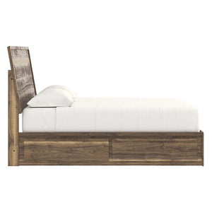 Lit complet en bois/MDF brun noyer avec 4 tiroirs Simple / Double / Grand / Très grand - Chirason