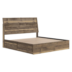 Lit complet en bois/MDF brun noyer avec 4 tiroirs Simple / Double / Grand / Très grand - Chirason