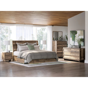 Lit complet en bois/MDF brun noyer avec 4 tiroirs Simple / Double / Grand / Très grand - Chirason