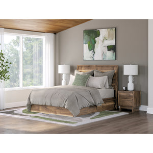 Lit complet en bois/MDF brun noyer avec 4 tiroirs Simple / Double / Grand / Très grand - Chirason