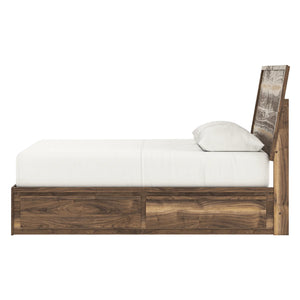 Lit complet en bois/MDF brun noyer avec 4 tiroirs Simple / Double / Grand / Très grand - Chirason