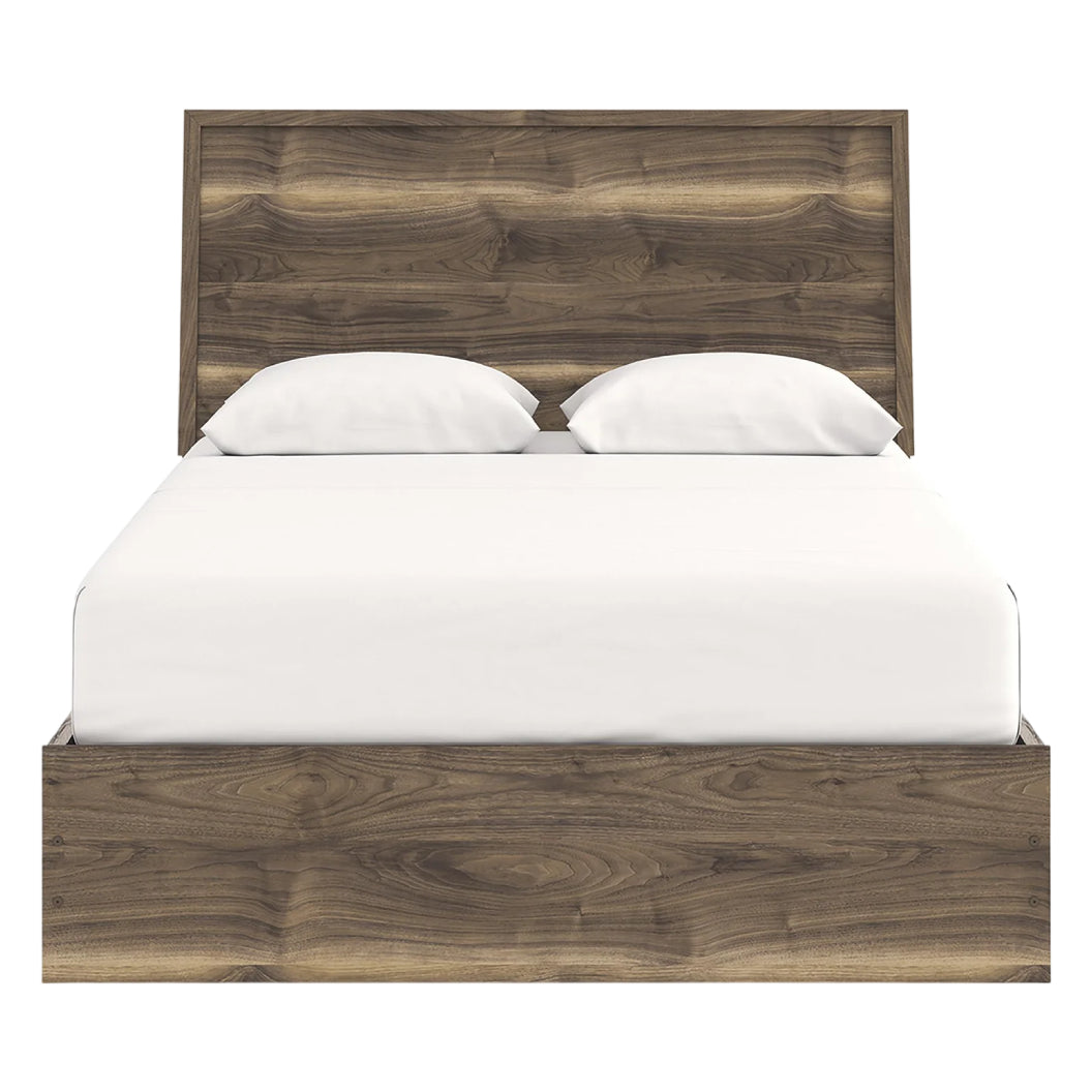 Lit complet en bois/MDF brun noyer Simple / Double / Grand / Très grand - Chirason