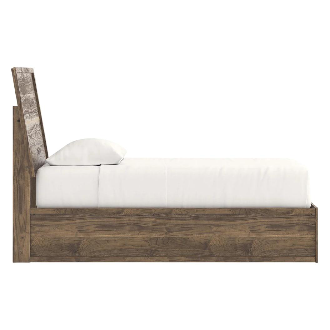 Lit complet en bois/MDF brun noyer Simple / Double / Grand / Très grand - Chirason