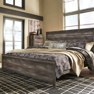 Lit complet en bois/placage gris rustique Grand / Très grand - Wynnlow