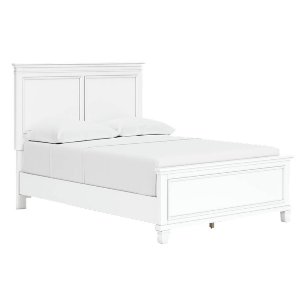 Lit complet en bois/MDF blanc Simple / Double / Grand / Très grand - Fortman