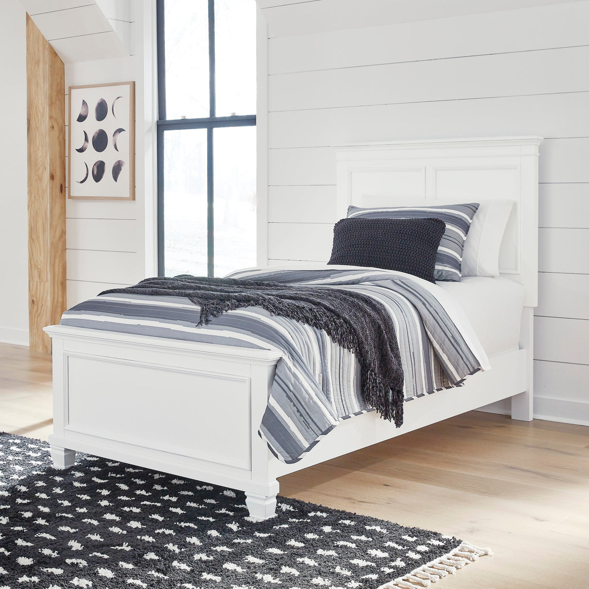 Lit complet en bois/MDF blanc Simple / Double / Grand / Très grand - Fortman