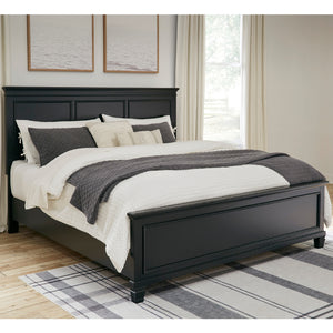 Lit complet en bois/placage noir Simple / Double / Grand / Très grand - Lanolee