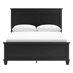 Lit complet en bois/placage noir Simple / Double / Grand / Très grand - Lanolee