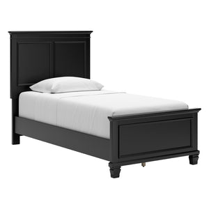 Lit complet en bois/placage noir Simple / Double / Grand / Très grand - Lanolee