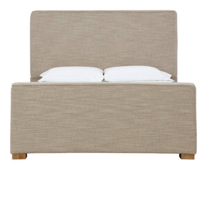 Lit  complet très grand rembourré en tissu beige - Dakmore