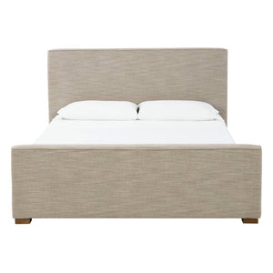 Lit  complet très grand rembourrés en tissu beige - Dakmore