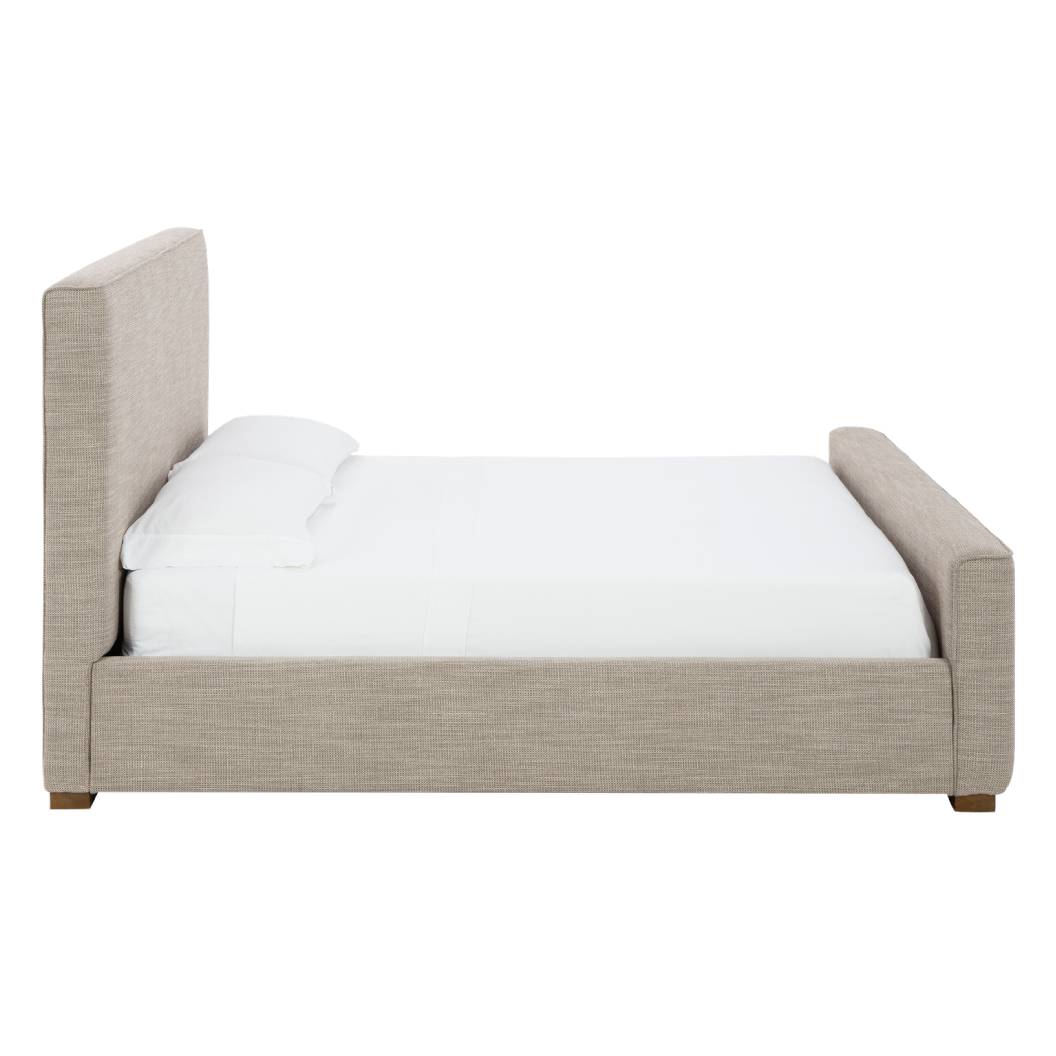 Lit  complet très grand rembourrés en tissu beige - Dakmore