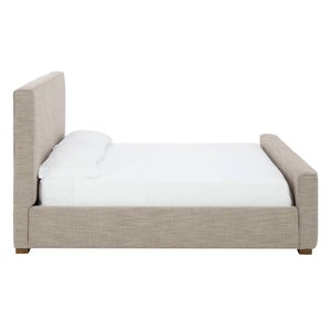 Lit  complet très grand rembourrés en tissu beige - Dakmore