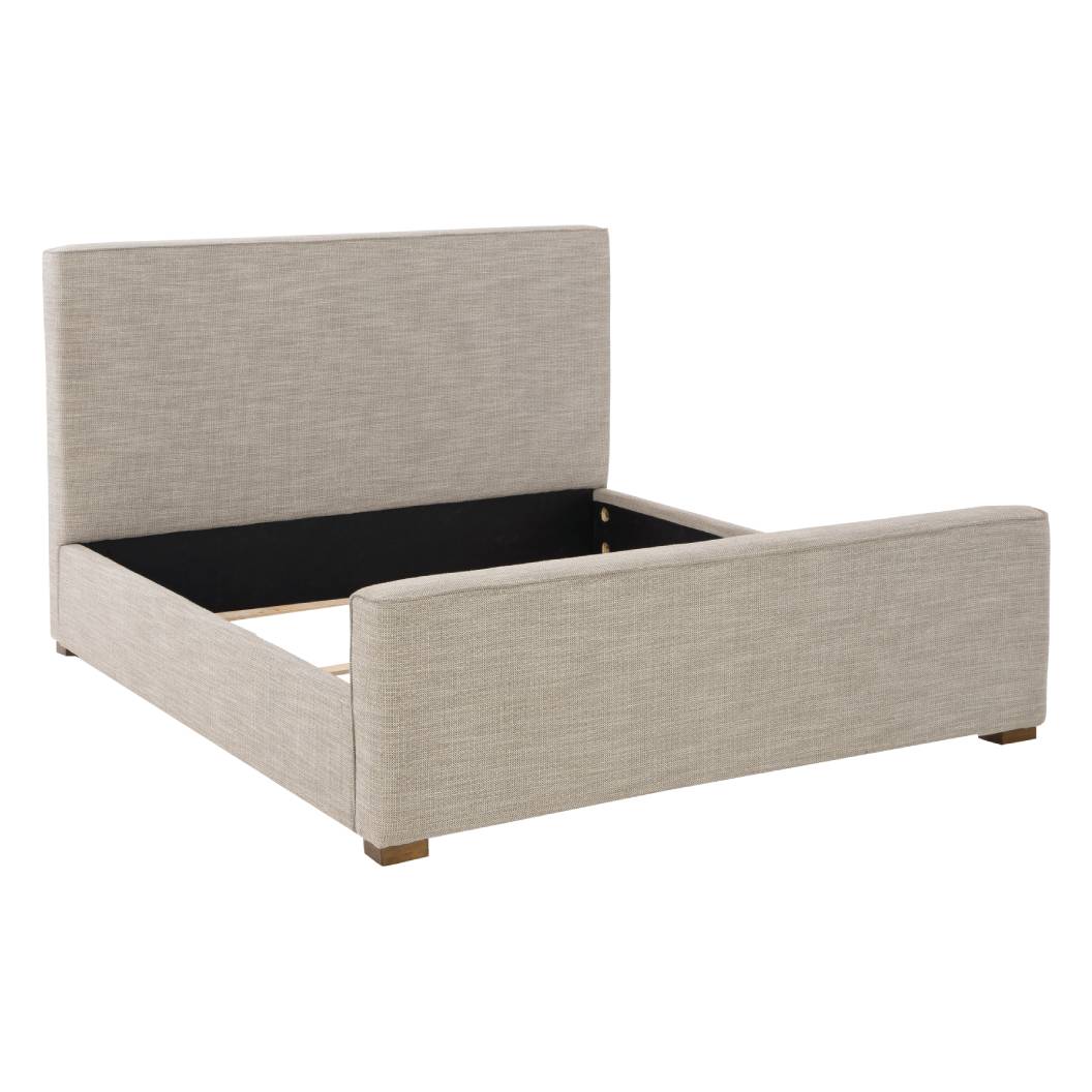 Lit  complet très grand rembourrés en tissu beige - Dakmore
