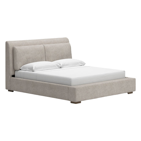 Lit complet rembourré en tissu gris pâle Grand / Très grand - Cabalynn