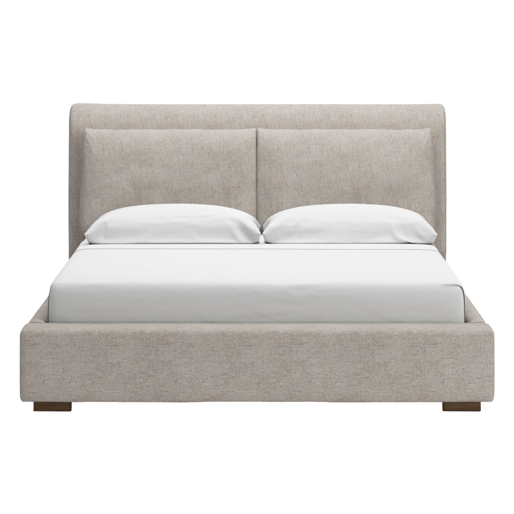 Lit complet rembourré en tissu gris pâle Grand / Très grand - Cabalynn