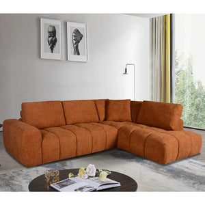 Sectionnel 2 pièces en tissu Almono Auburn avec chaise longue - Ciello