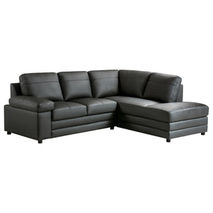 Sectionnel 2 pièces aspect cuir gris foncé avec chaise longue - Destin