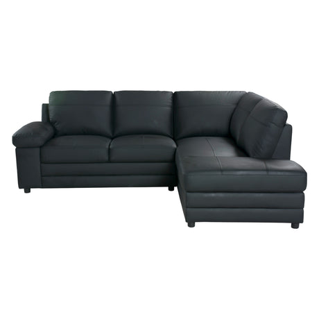 Sectionnel 2 pièces aspect cuir gris foncé avec chaise longue - Destin