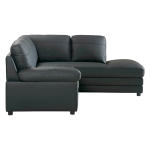 Sectionnel 2 pièces aspect cuir gris foncé avec chaise longue - Destin