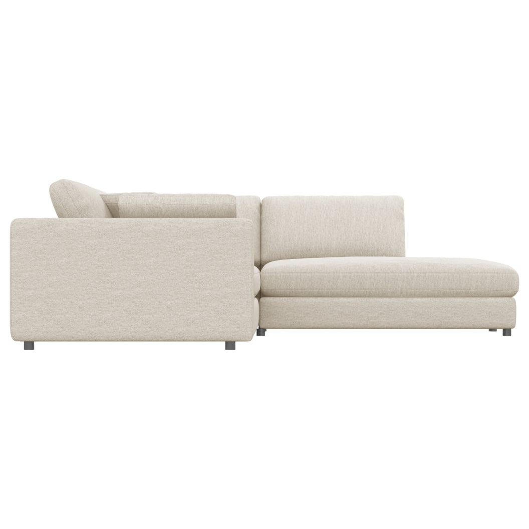 Sectionnel 3 pièces en tissu beige avec chaise longue & 3 coussins - Joelle2