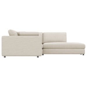 Sectionnel 3 pièces en tissu beige avec chaise longue & 3 coussins - Joelle2