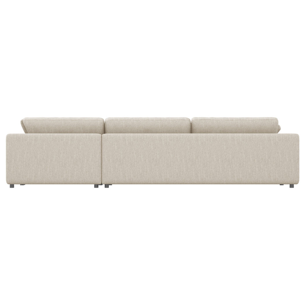 Sectionnel 3 pièces en tissu beige avec chaise longue & 3 coussins - Joelle2
