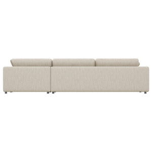 Sectionnel 3 pièces en tissu beige avec chaise longue & 3 coussins - Joelle2